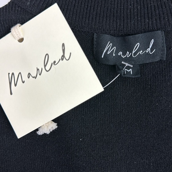 MARLED Black Mock Turtleneck Sleeveless Sweater Black Sequins on Front  … - Picture 7 of 7